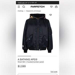 A Bathing Ape Black Hooded Bomber Jacket